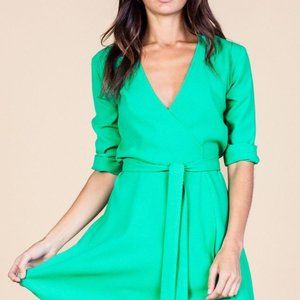 Green Wrap Mini Dress